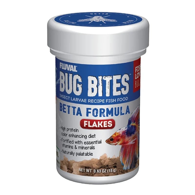Fluval Bug Bites Color Enhancing Fish Food for Betta Fish, Flakes for Small to Medium Sized Fish, 0.63 oz., A7366, Brown - Image 1